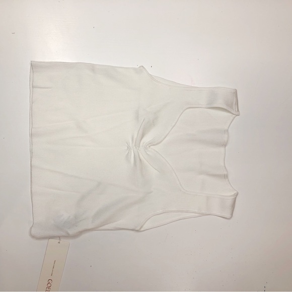 Goelia Acetate Knitted Ruched Vest Women's Tank Top Off White Size Large NEW - Picture 8 of 16